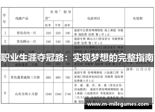 职业生涯夺冠路：实现梦想的完整指南